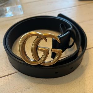 Authentic GUCCI Leather Belt with Double G Buckle